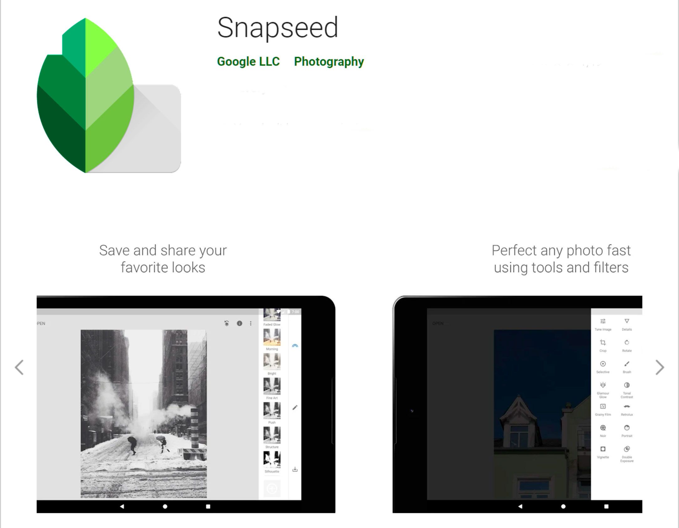 Snapseed alkalmazás az arc elmosásához egy videóban Androidon|nagy..