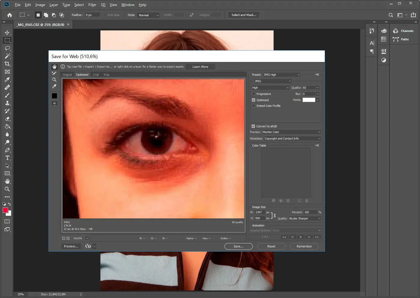 Photoshop cr2 - jpeg konvertálás..