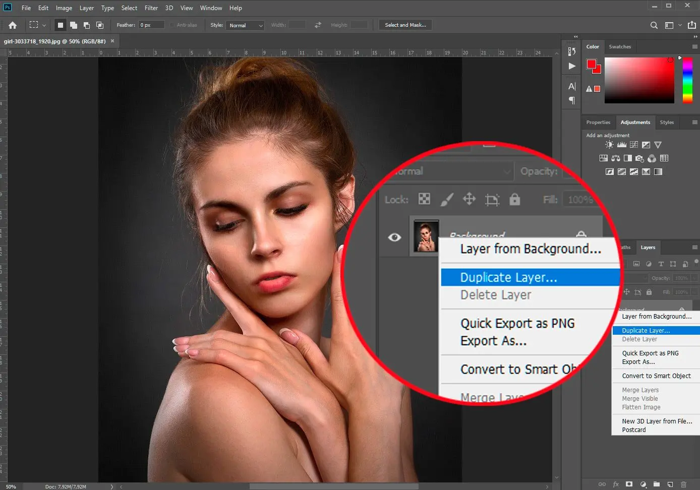 Photoshop: Duplikálja a réteget..