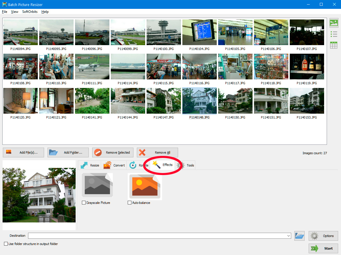 További effektusok beállítása.