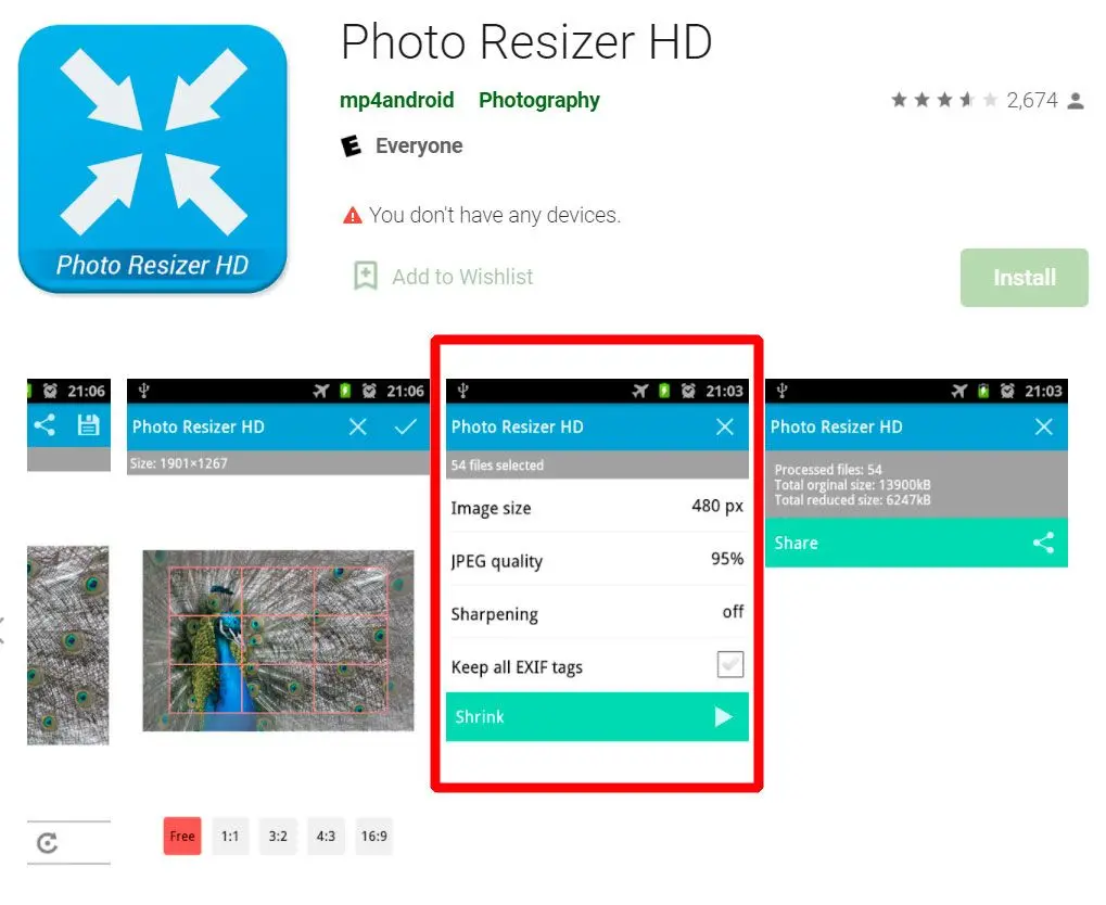 Image Resizer in KB HD Android alkalmazás..