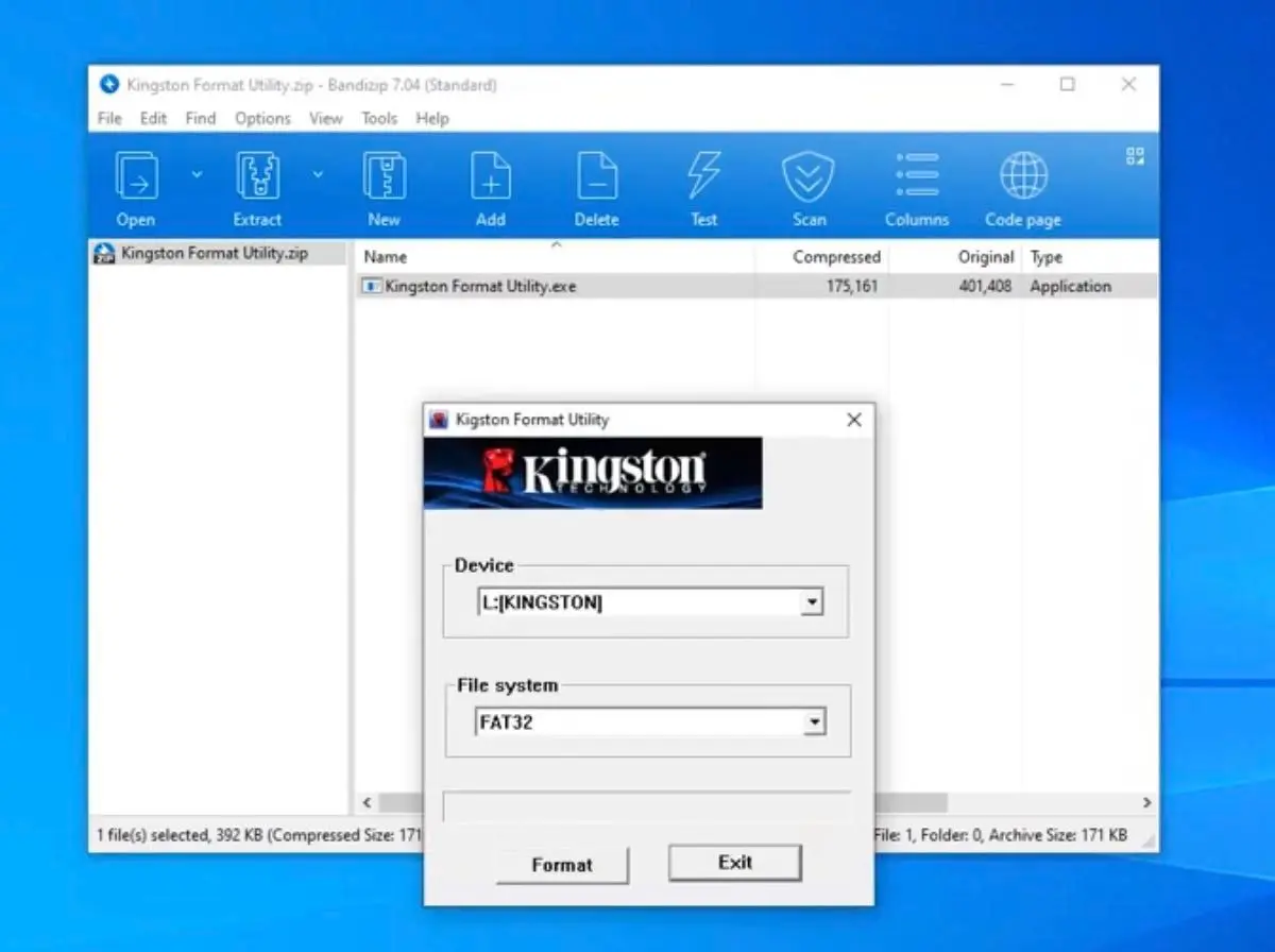 Kingston USB formázó eszköz..