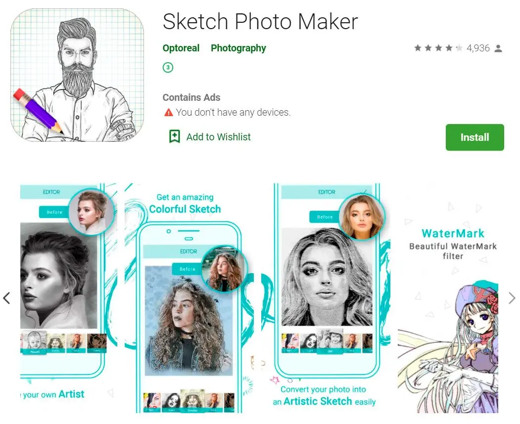 Optoreal Sketch Maker alkalmazás..