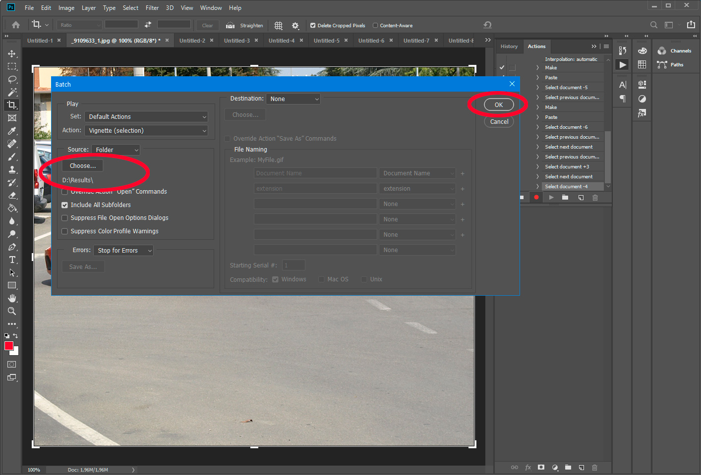Kép átméretezési művelet indítása Photoshopban.