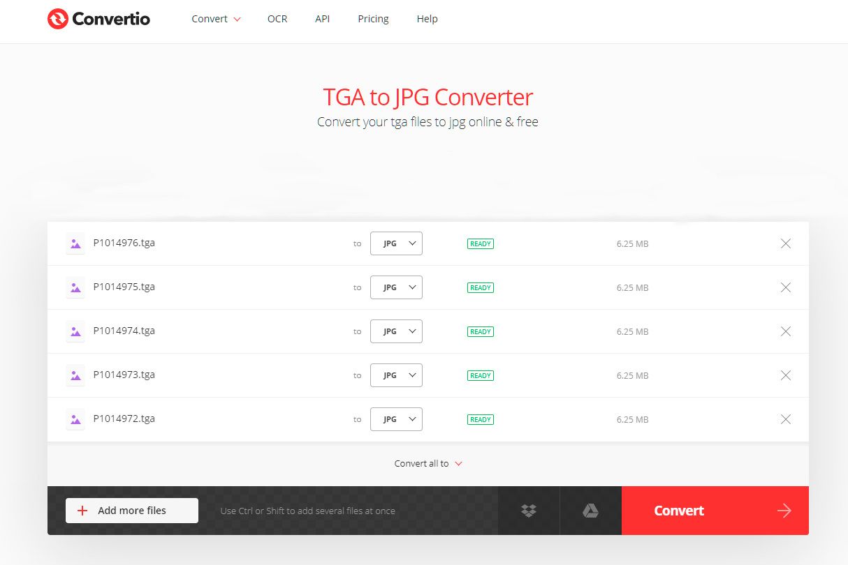 Több TGA fájl átalakítása JPG-be ingyenesen..