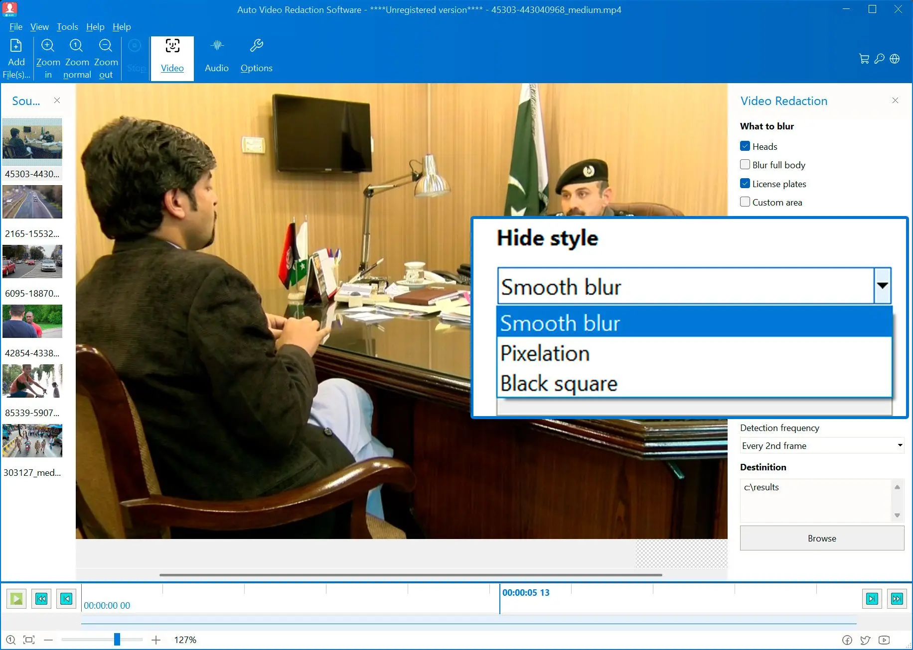 Válasszon Elhomályosítási Stílust.