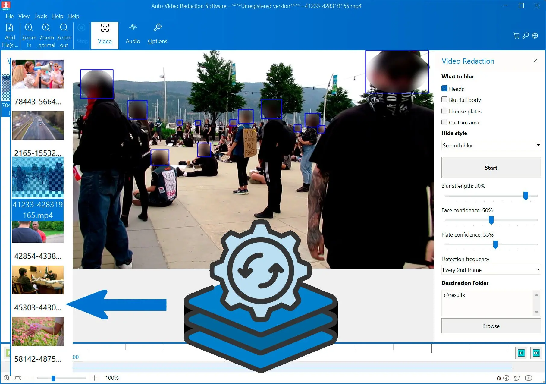 Indítsa el az arcok kötegelt módban történő elhomályosítását az összes videóhoz..