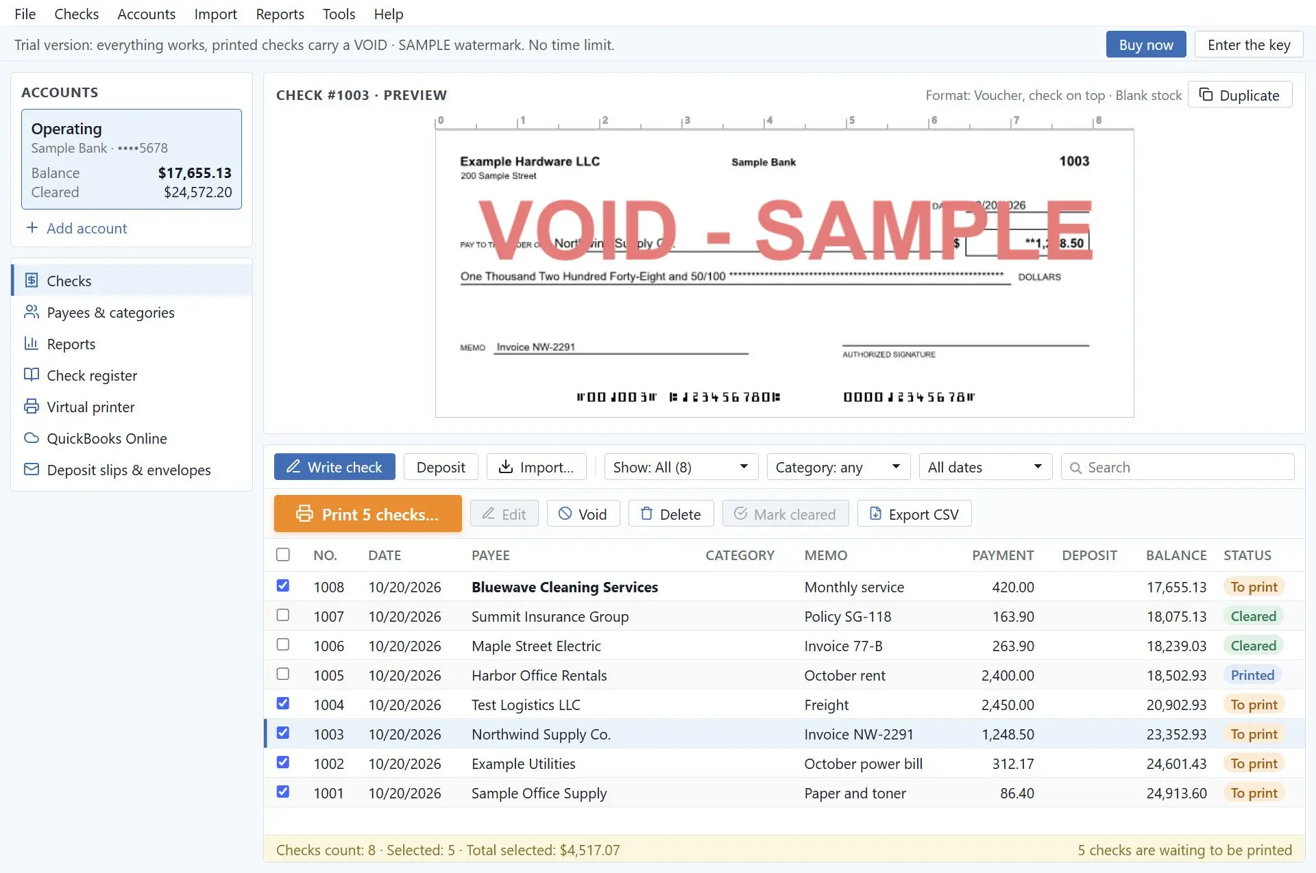 CheckSprint - Check Printing Software for Payroll, Personal, Business Képernyőkép.