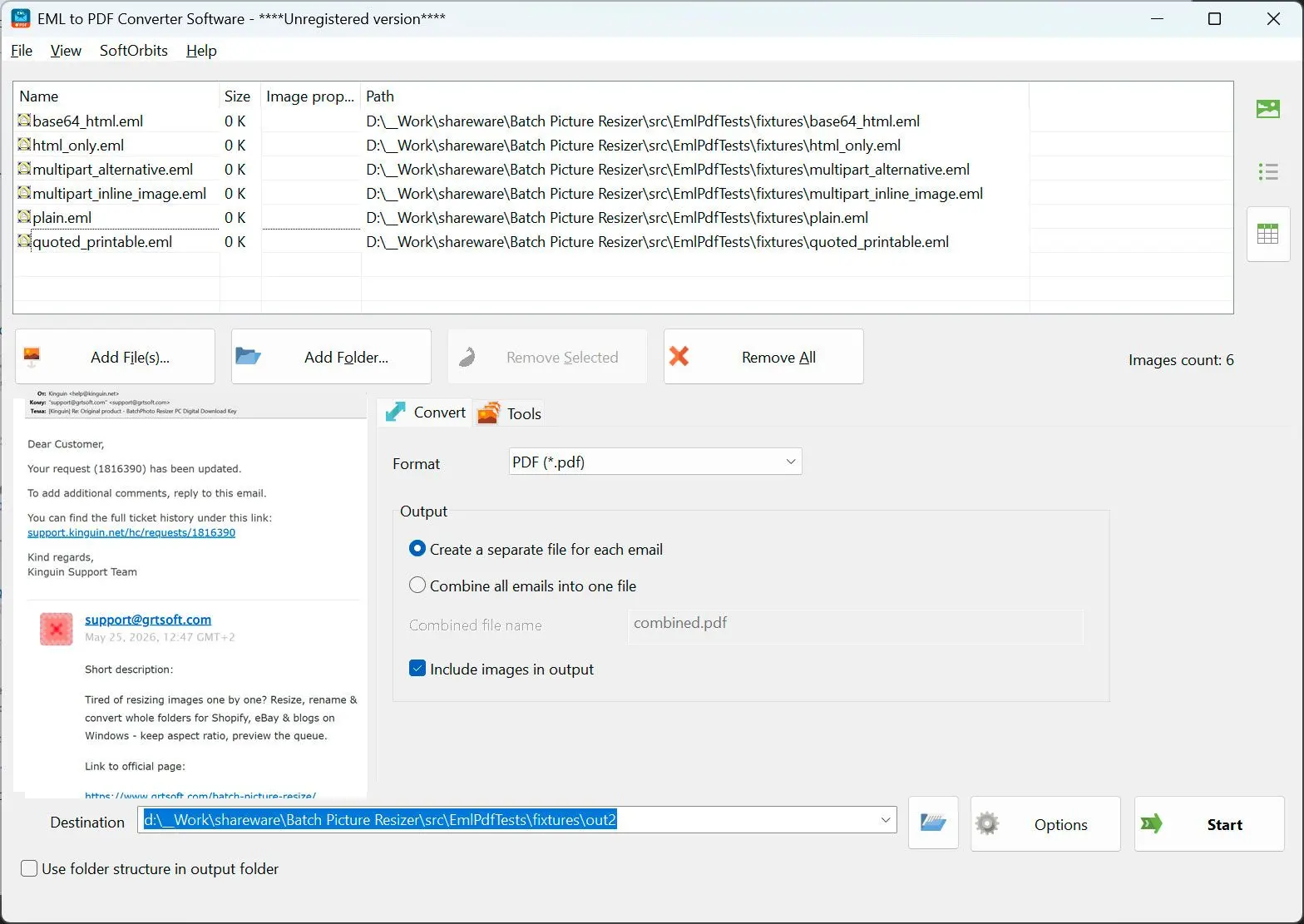 EML to PDF Converter Software Képernyőkép.