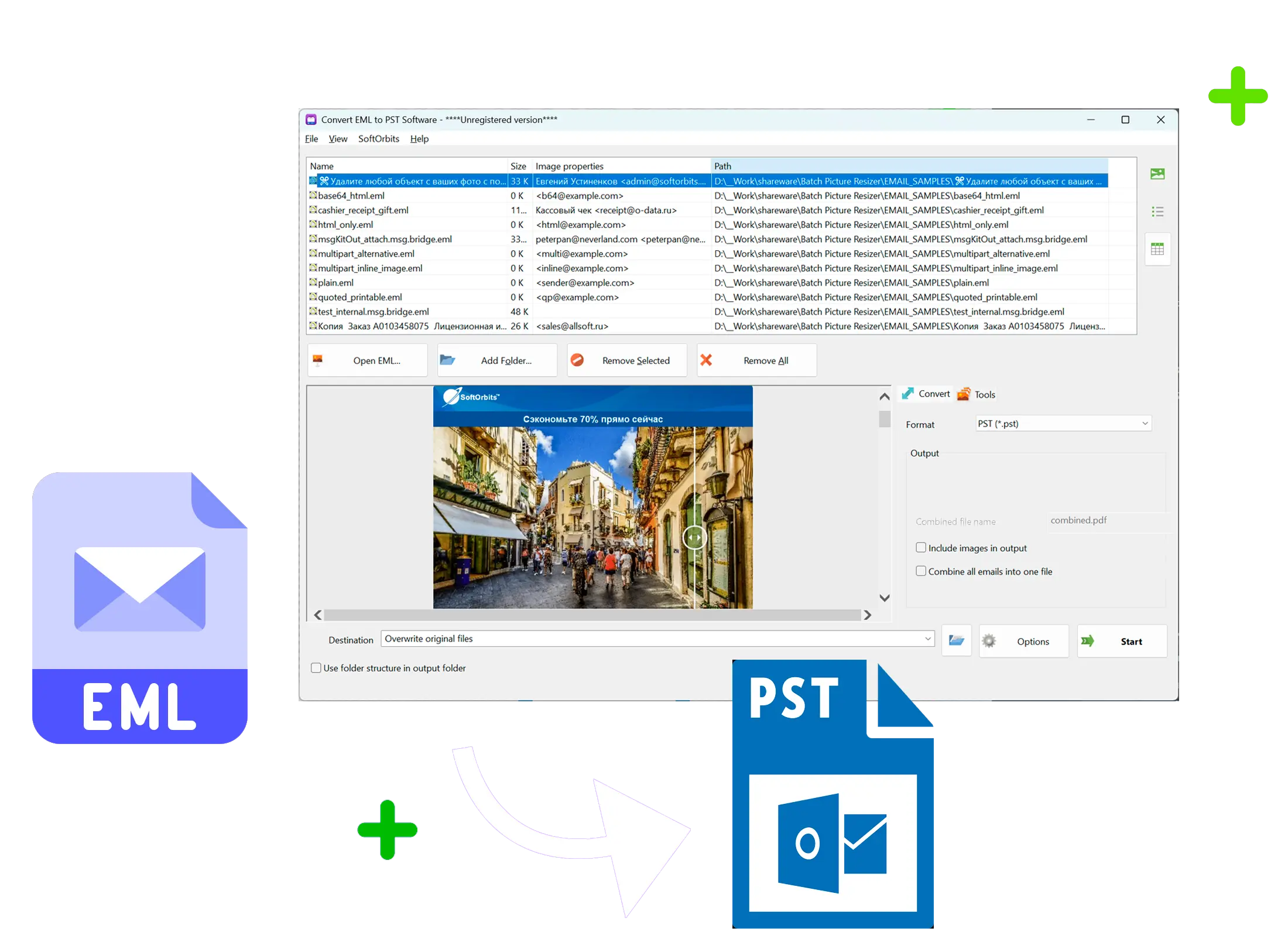 EML to PST Converter Software Képernyőkép.