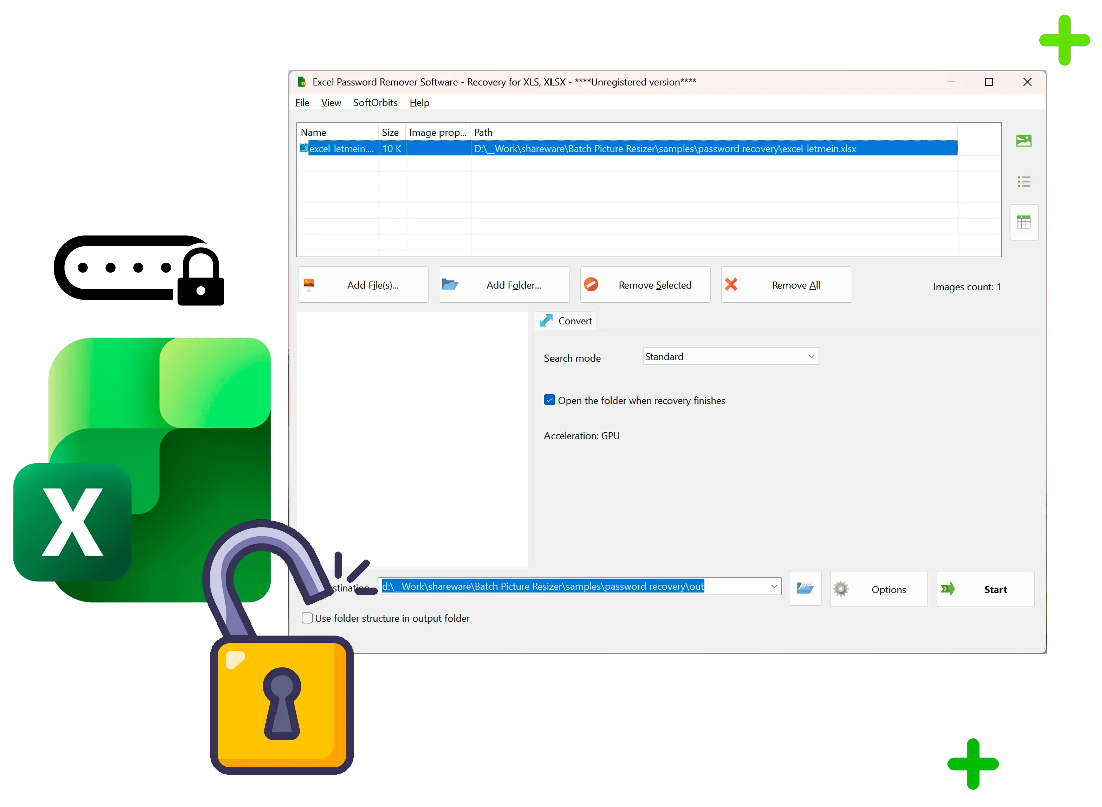 Excel Password Recovery Képernyőkép.