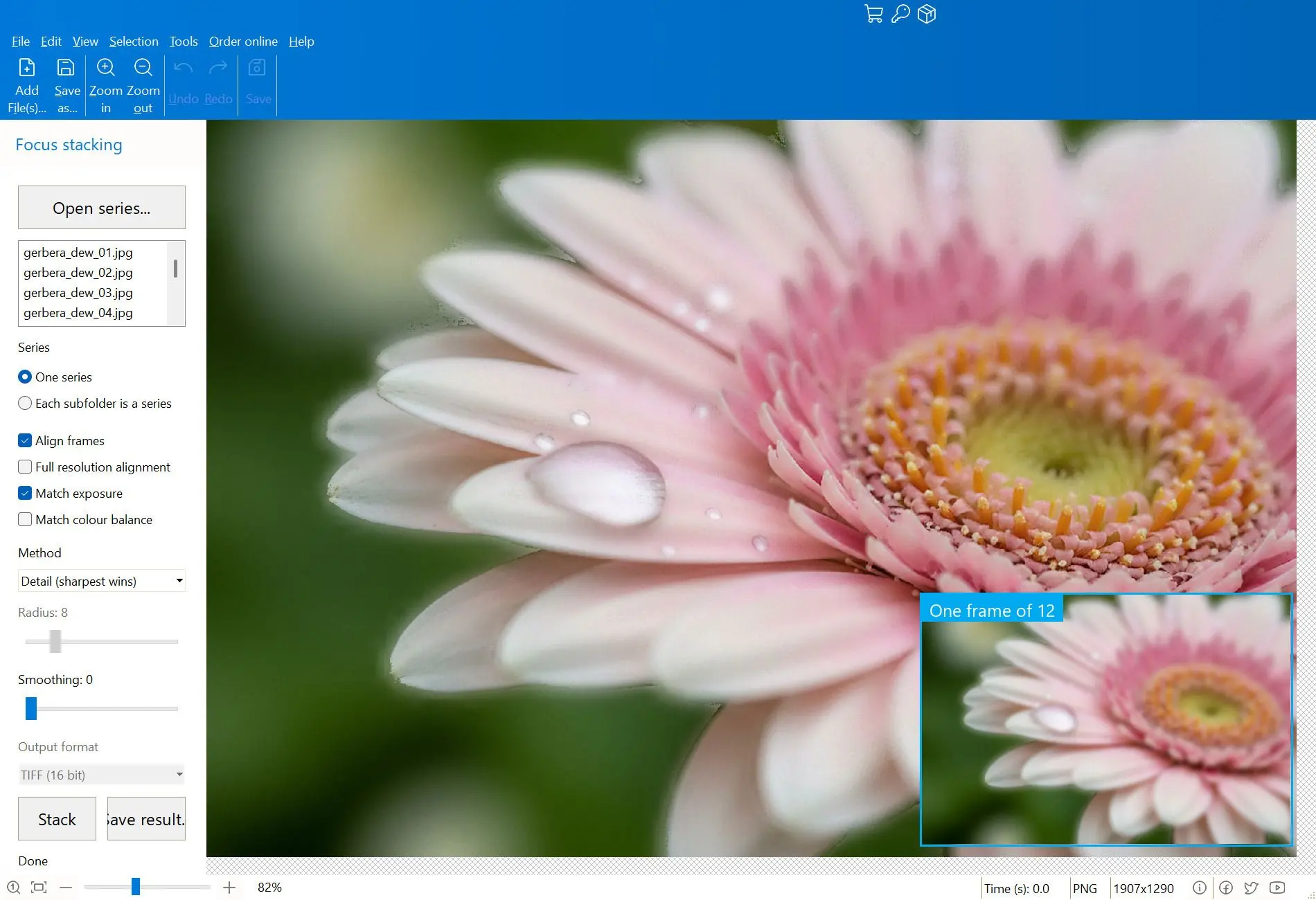 Focus Stacking Software Képernyőkép.