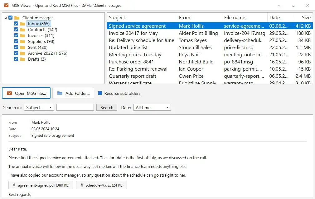 MSG Viewer - Open and Read MSG Files Képernyőkép.