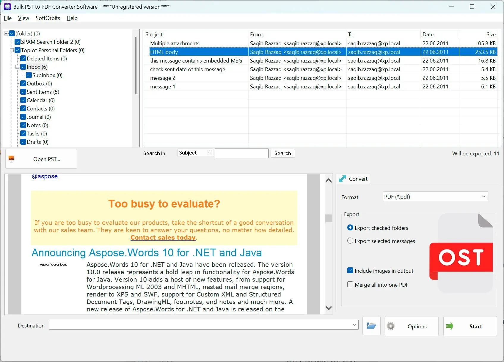 PST to PDF Converter Software Képernyőkép.