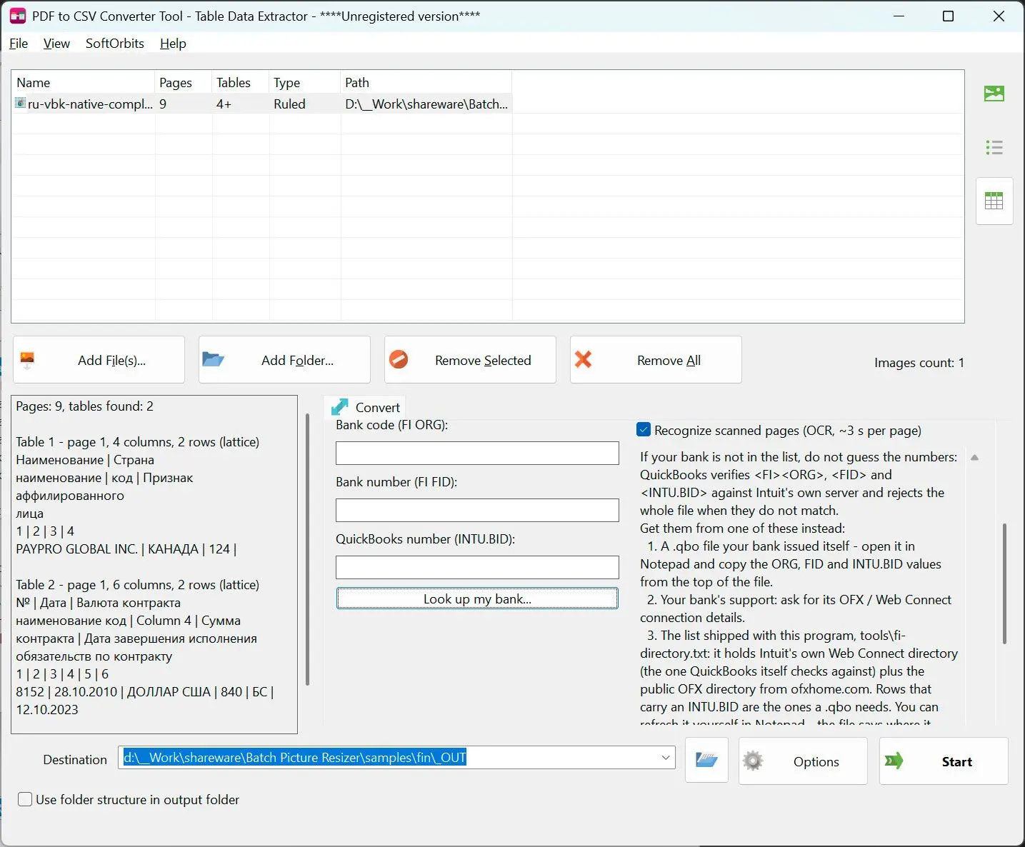 PDF to CSV Converter Képernyőkép.