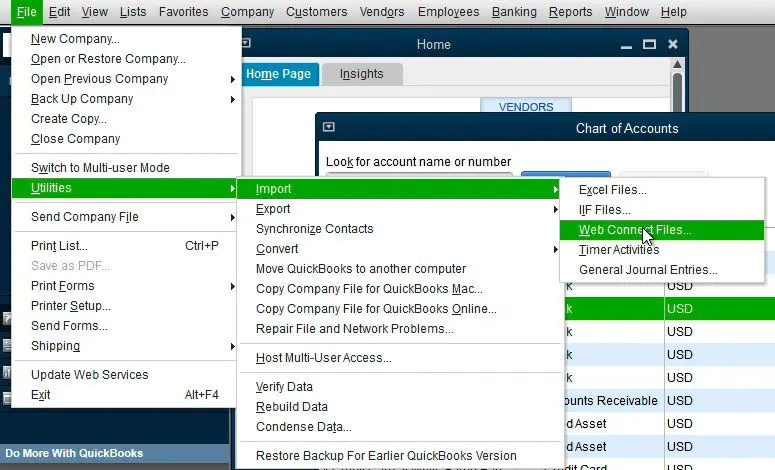 Importálás a QuickBooks-ba.