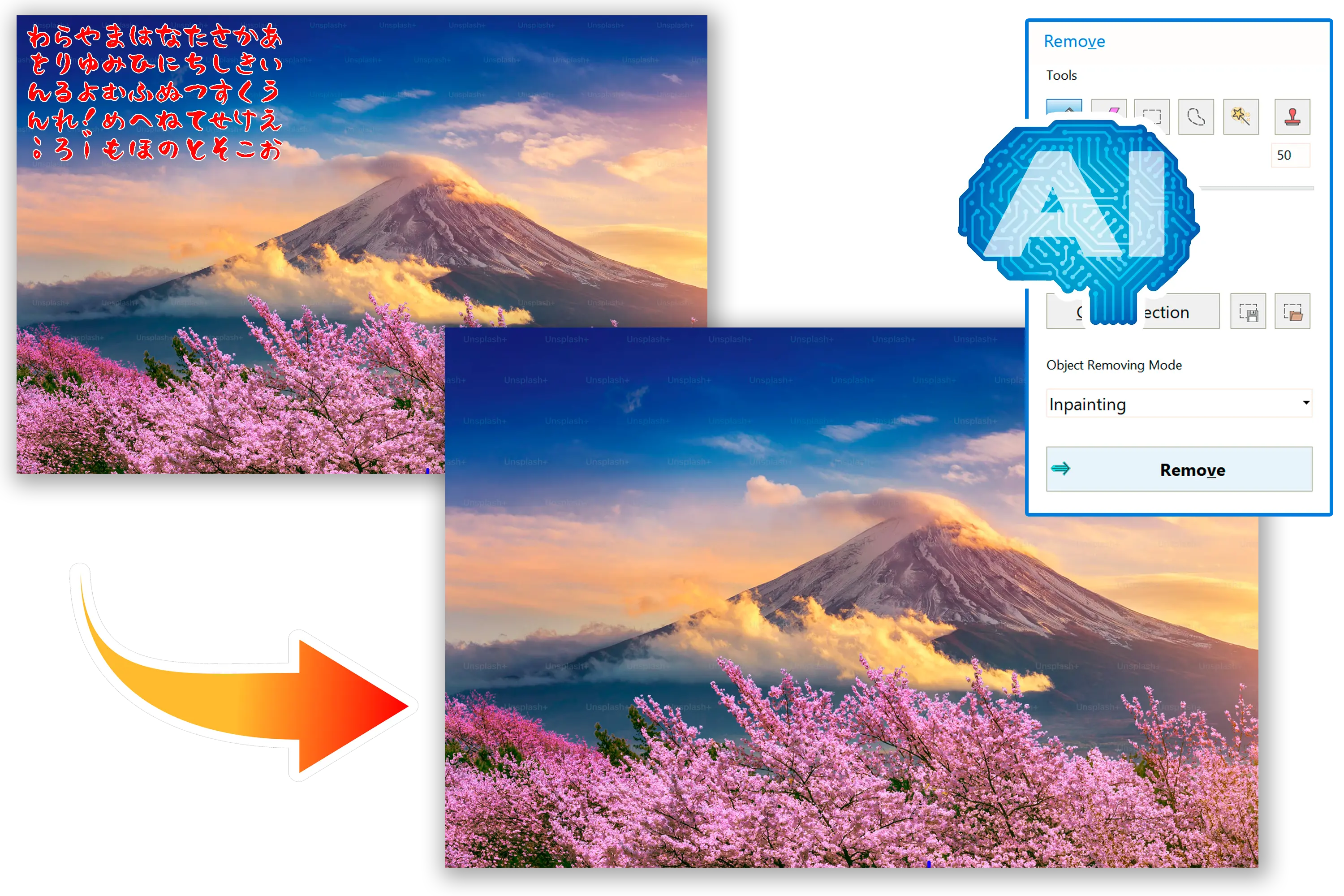 Precíz AI-alapú Rajz Eltávolítás.