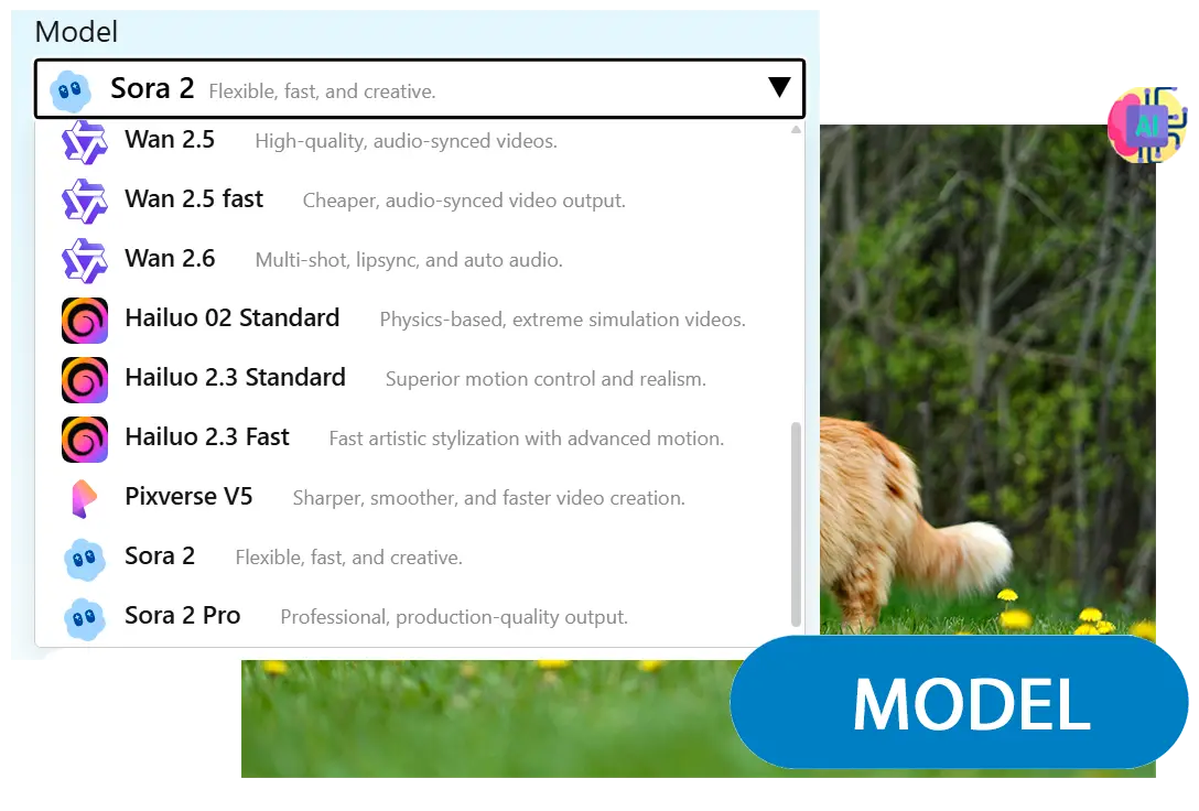 Válassza ki a Modellt.