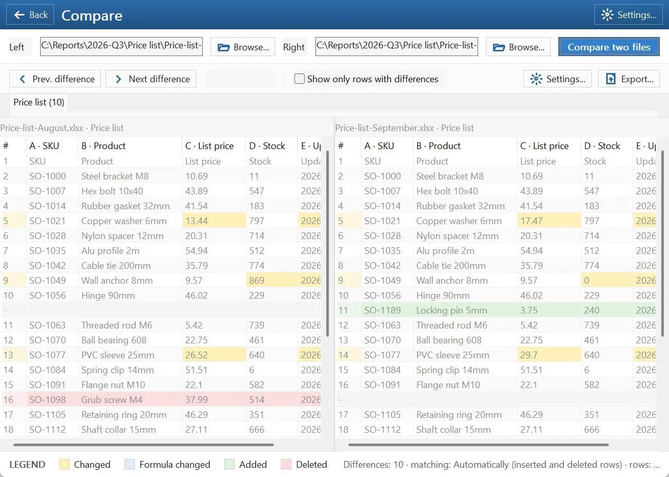 Spreadsheet Compare & Merge Tool for Excel - Combine Excel Files into One Képernyőkép.