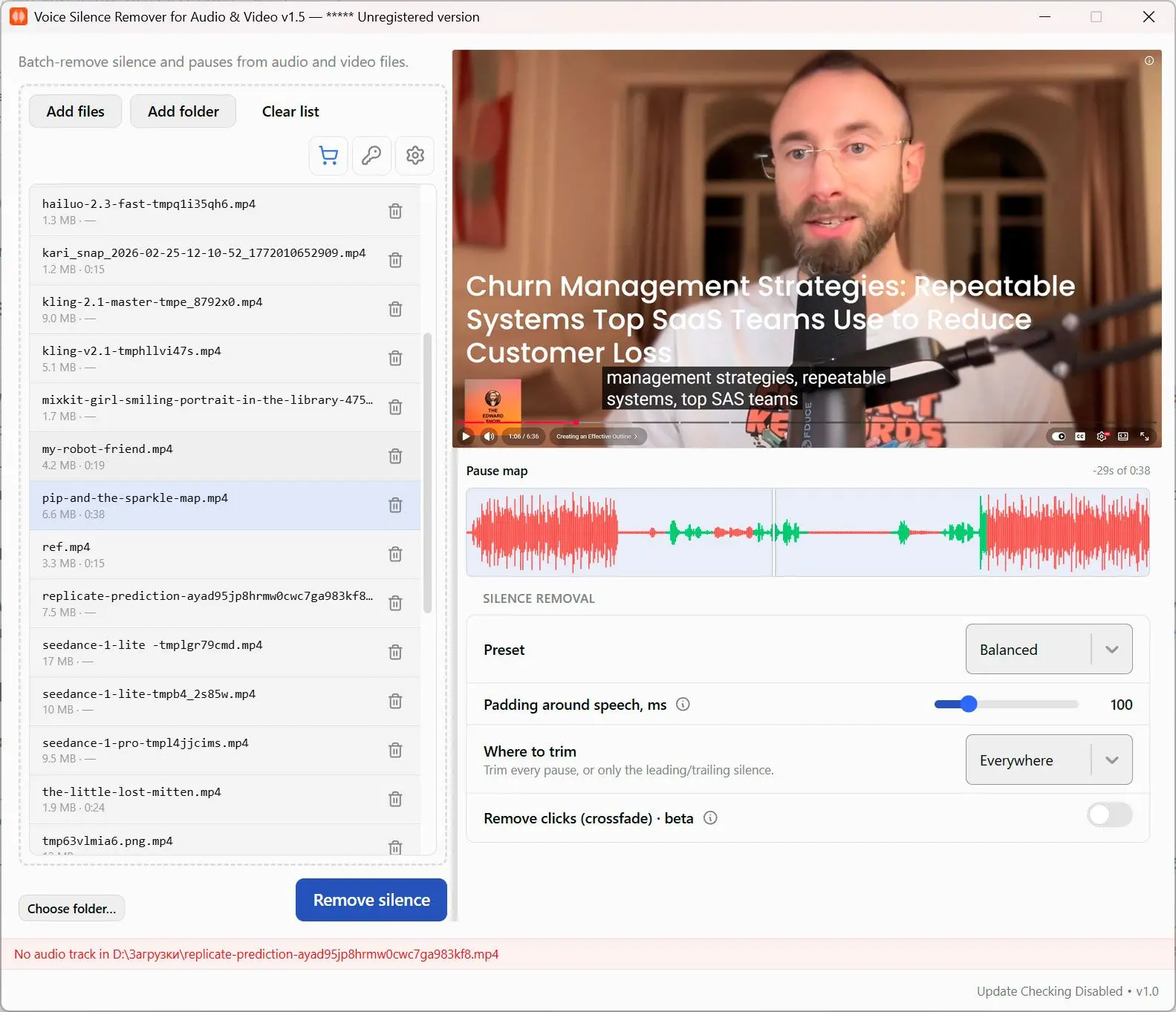 Voice Silence Remover Képernyőkép.