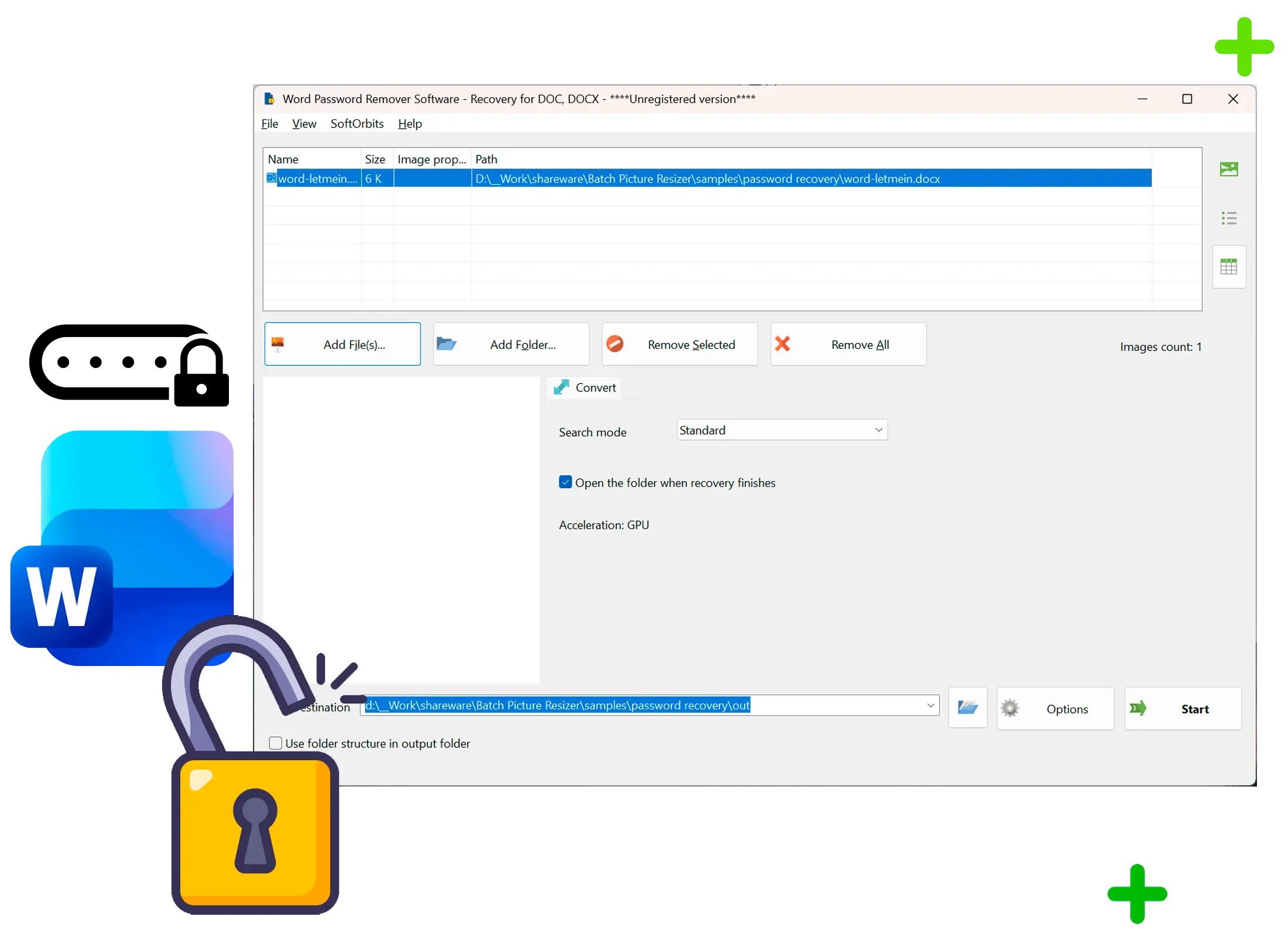 Word Password Recovery Képernyőkép.