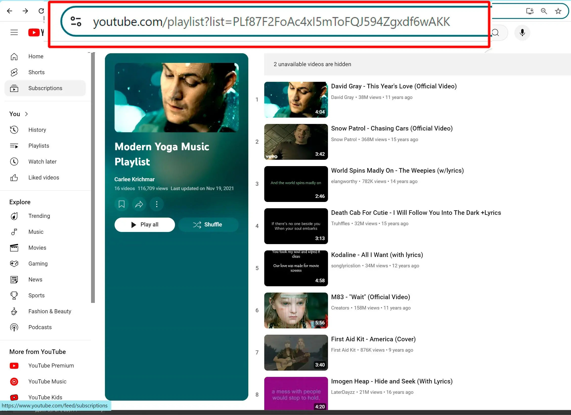Másolja a Lejátszási Lista URL-jét.