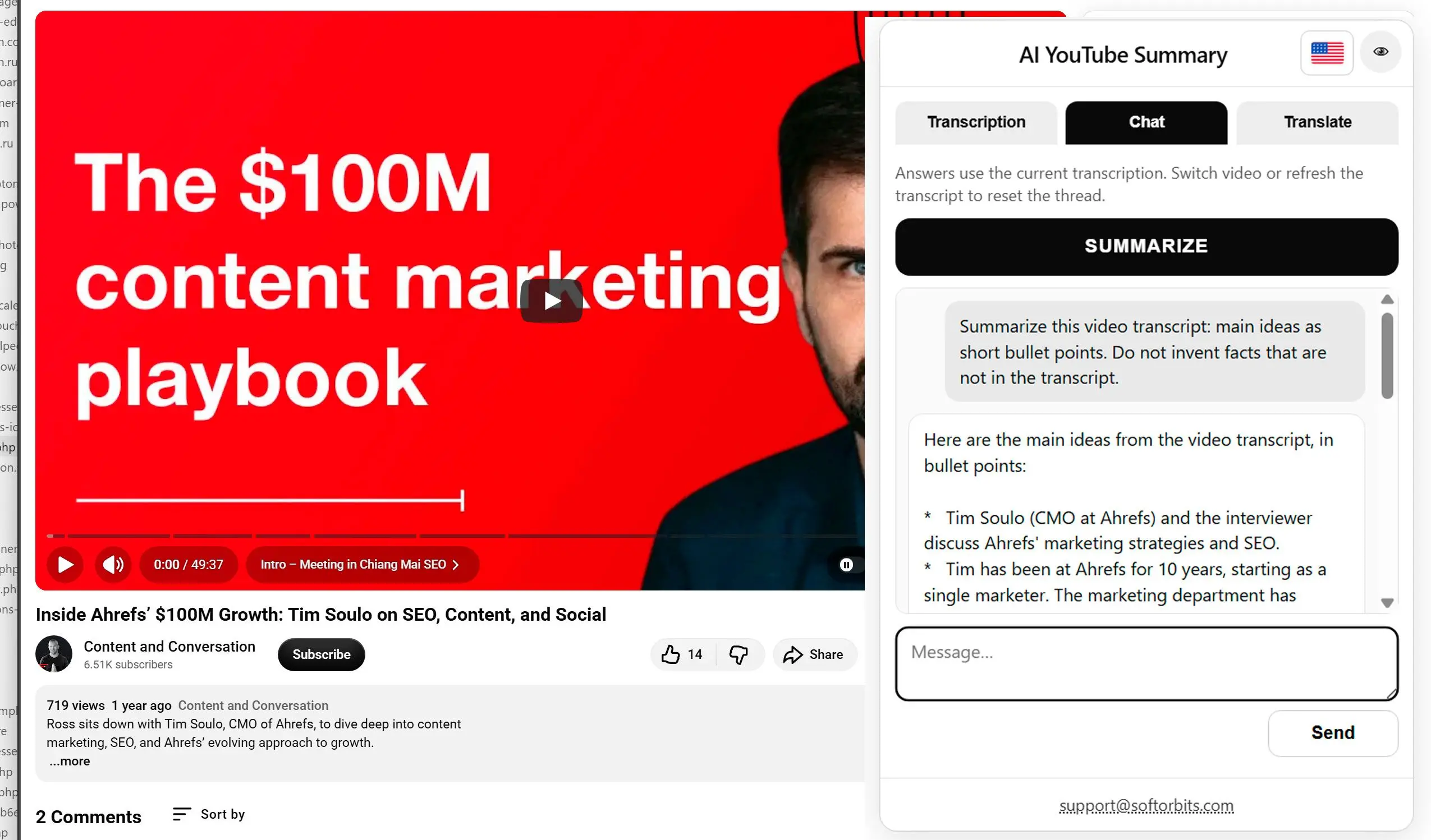 Videó összefoglalása AI-vel vagy Kérdések feltevése.